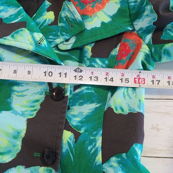Banana Republic Cotton Blend Floral Belted Trench Coat Artsy Bold Print Women XS - Picture 5 of 9